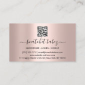Makeup Artist Eyelash Haar Brows QR Code Logo Roos Visitekaartje (Achterkant)