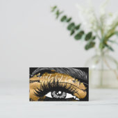 Makeup Artist Eyelash Haar Brows QR Logo Gold Visitekaartje (Staand voorkant)