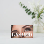 Makeup Artist Eyelash Lashes Black & White script Visitekaartje (Staand voorkant)