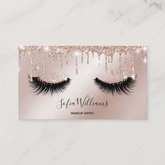 Makeup Artist Eyelash Lashes Glitter Drift Roos Visitekaartje (Voorkant)