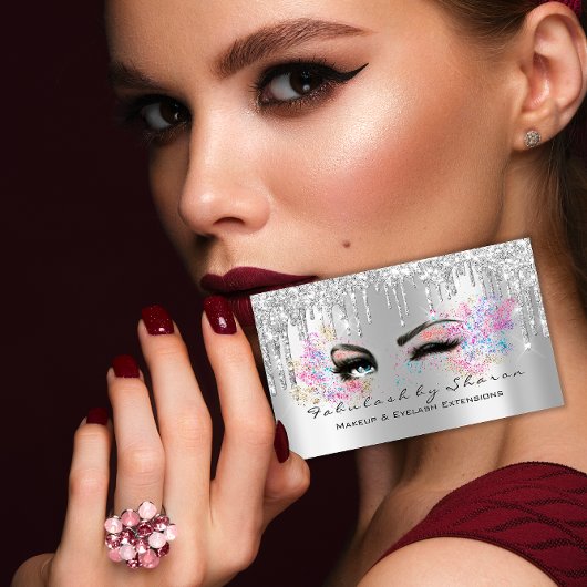 Makeup Artist Eyelash Lashes Glitter Drift Silver Visitekaartje