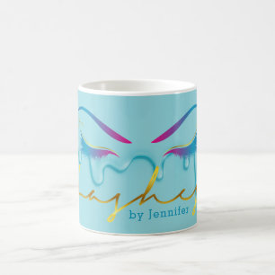 Makeup Artist Eyelash Lashes Verf Drijvingen Blauw Koffiemok