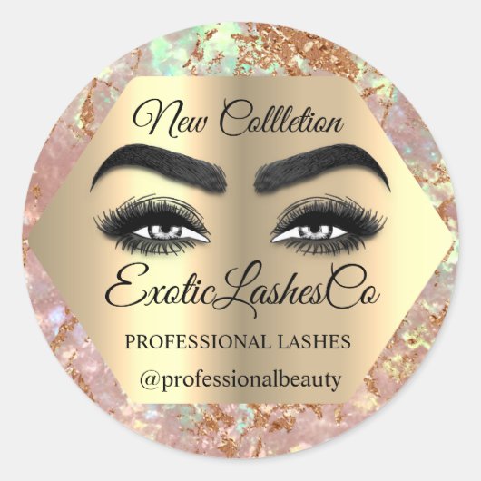 Makeup Artist Eyelash Logo Glitter Packaging SPA Ronde Sticker (Voorkant)