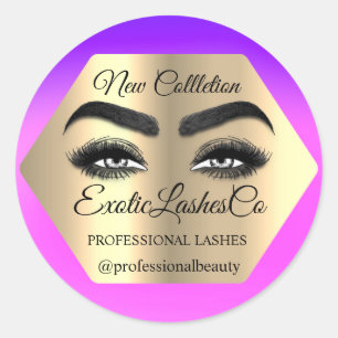 Makeup Artist Eyelash Logo Paarse Roze Reiniger Ronde Sticker