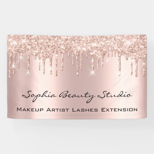 Makeup Artist Eyelash Roos druppelt roze Glitter L Spandoek (Horizontaal)