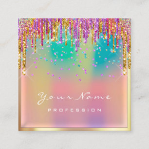 Makeup Artist Eyelash Roze Glitter Holograaf Vierkante Visitekaartje