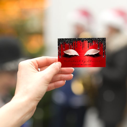 Makeup Artist Eyelashes Extension Red Black Drids Visitekaartje