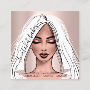 Makeup Artist Eyelashes Hair Brows Roos White Face Vierkante Visitekaartje