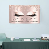 Makeup Artist Eyelashes Roos Drijft roze glitter Spandoek (Beurs)