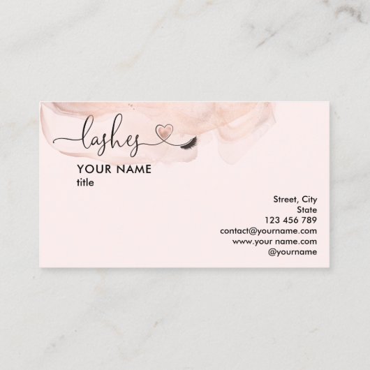 Makeup Artist Eyes Lashes Blush Pink Waterverf B Visitekaartje (Achterkant)