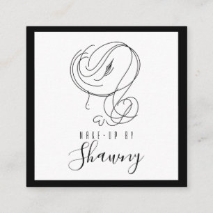 Makeup Artist Feminine Line Art Voman Handtekening Vierkante Visitekaartje