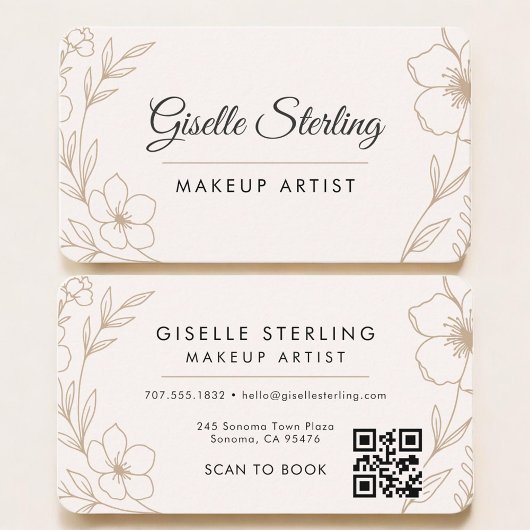 Makeup Artist Floral QR Code  Visitekaartje