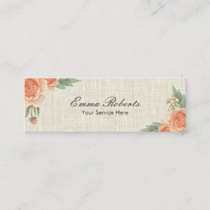 Makeup Artist  Floral Rustic Burlap Mini Visitekaartje