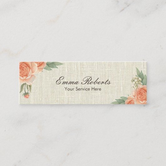 Makeup Artist Floral Rustic Burlap Mini Visitekaartje (Voorkant)