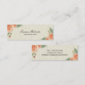 Makeup Artist Floral Rustic Burlap Mini Visitekaartje (Voorkant / Achterkant)