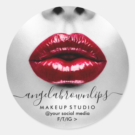 Makeup Artist Fotolippenstift glanzende rode lippe Ronde Sticker (Voorkant)