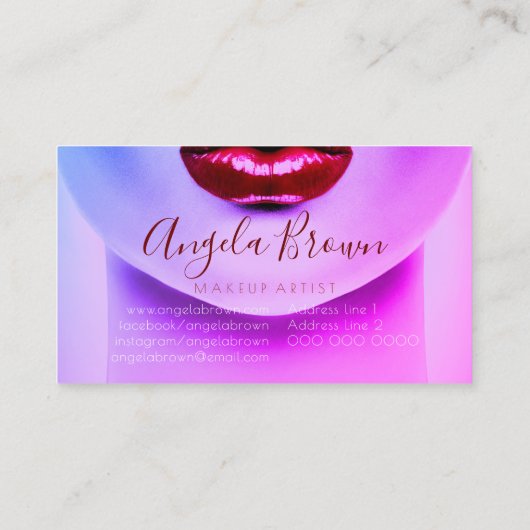 Makeup Artist Fotorode lippenstift geeft om lippen Visitekaartje (Achterkant)