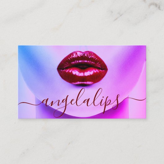 Makeup Artist Fotorode lippenstift geeft om lippen Visitekaartje (Voorkant)