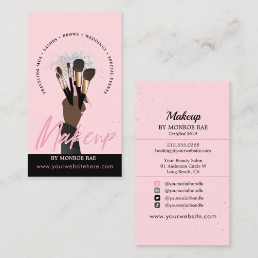 Makeup Artist Glam MUA Beauty Salon Beautician Bus Visitekaartje (Voorkant / Achterkant)