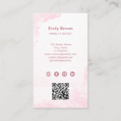 Makeup Artist Glitter Blush Pink Beauty QR Code Visitekaartje (Achterkant)
