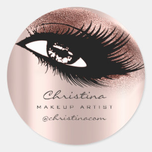 Makeup Artist Glitter Eyelashes Brown Instagra Ronde Sticker