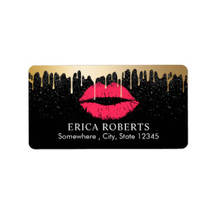 Makeup Artist Gold Drip Red Gold Lips Beauty Salon Etiket