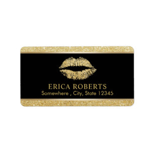 Makeup Artist Gold Glitter Lips Beauty Salon Etiket