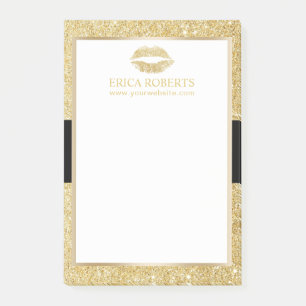 Makeup Artist Gold Glitter Lips Beauty Salon Post-it® Notes