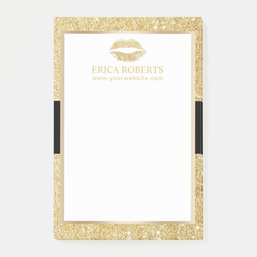 Makeup Artist Gold Glitter Lips Beauty Salon Post-it® Notes (Voorkant)