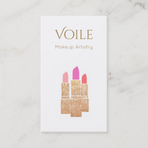 Makeup Artist Gold Glitter Lipstick Beauty Salon Visitekaartje