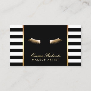 Makeup Artist Gold Lashes Moderne Stripes Visitekaartje