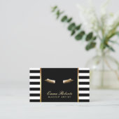Makeup Artist Gold Lashes Moderne Stripes Visitekaartje (Staand voorkant)