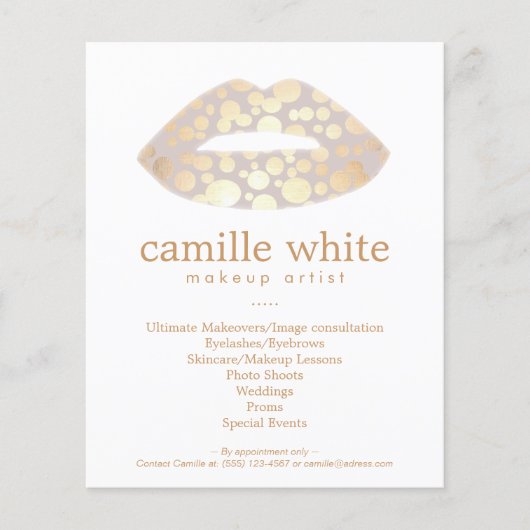 Makeup Artist Gold Lips Beauty Salon Flyer (Voorkant)