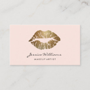 Makeup Artist Gold Lips Blush Pink Visitekaartje