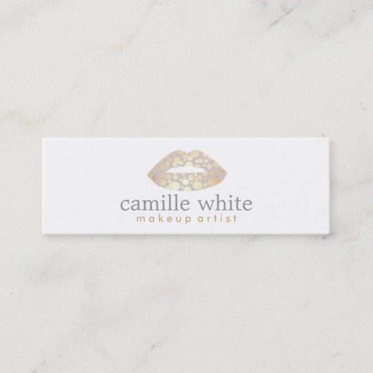 Makeup Artist Gold Lips Mini Mini Visitekaartje (Voorkant)