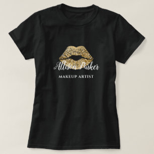 MAKEUP ARTIST Gold Logo Kiss Name T-Shirt