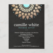 Makeup Artist Gold Motif Zwarte Menuslijst Flyer (Voorkant)