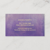 Makeup Artist Gold Script Classy Paarse Stripes Visitekaartje (Achterkant)