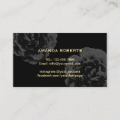 Makeup Artist Gold Script Elegant Black Floral Visitekaartje (Achterkant)