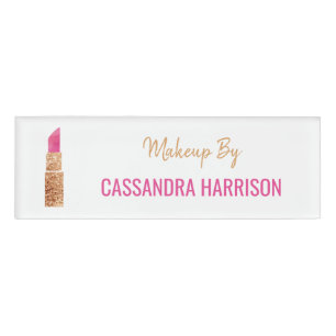 Makeup Artist Gold Sequin Waterverf Beauty Salon Naambadge