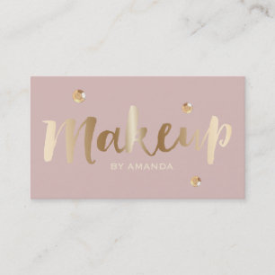 Makeup Artist Gold Sequins Elegant Dusty Pink Visitekaartje