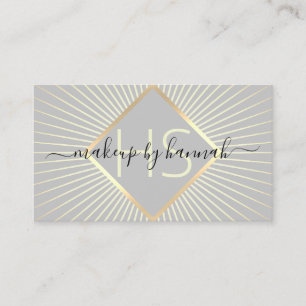 Makeup Artist Gray & Gold Typography Beauty Salon Visitekaartje