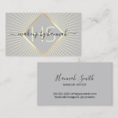 Makeup Artist Gray & Gold Typography Beauty Salon Visitekaartje (Voorkant / Achterkant)