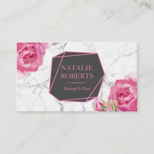 Makeup Artist Hair Salon Geometric Floral Marble Visitekaartje
