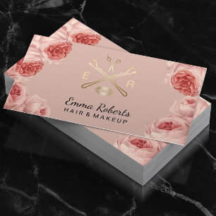 Makeup Artist Hair Salon Logo  Roos Flowers Visitekaartje