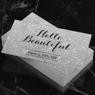 Makeup Artist Hair Salon Modern Silver Reference Aanbevelingskaartje