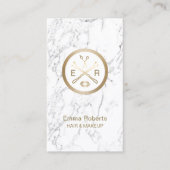 Makeup Artist Hair Salon Modern White Marble Visitekaartje (Voorkant)