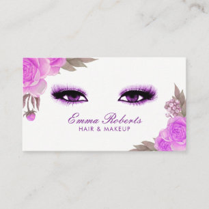 Makeup Artist Hair Stylist Elegant Paarse Floral Visitekaartje