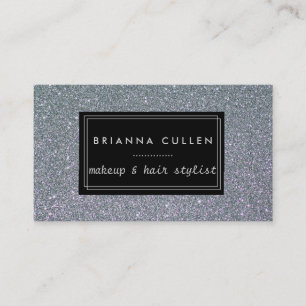 Makeup Artist Hair Stylist Funky Silver Glitter Visitekaartje