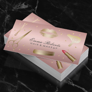 Makeup Artist Hair Stylist Modern Roos Gold Salon Visitekaartje